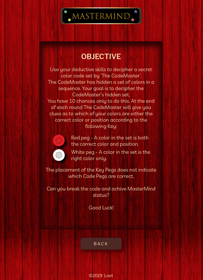 Screenshot of the Instructions Page
